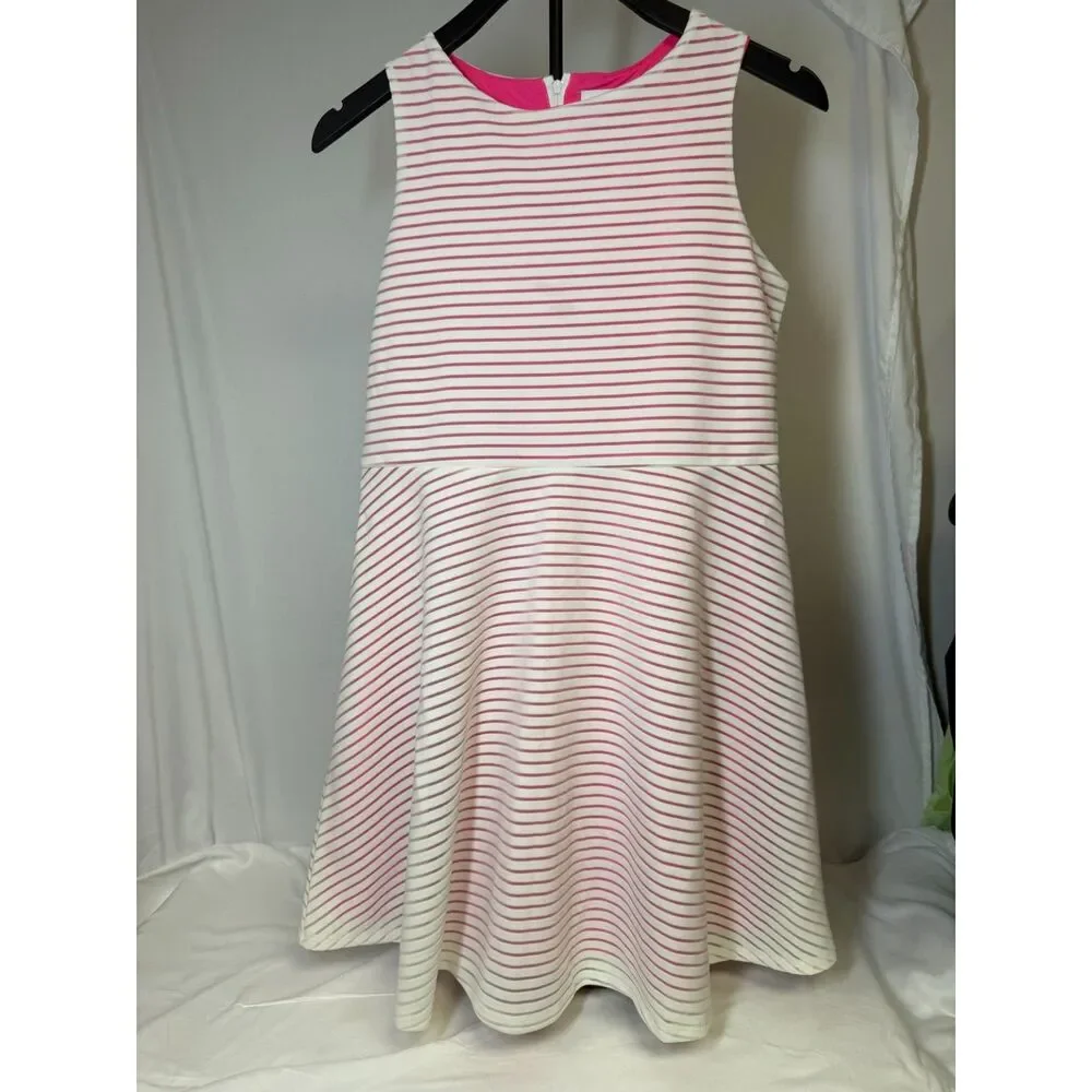 Girls The Children’s Place Pink & White Striped Fit & Flare Dress Size XXL 16